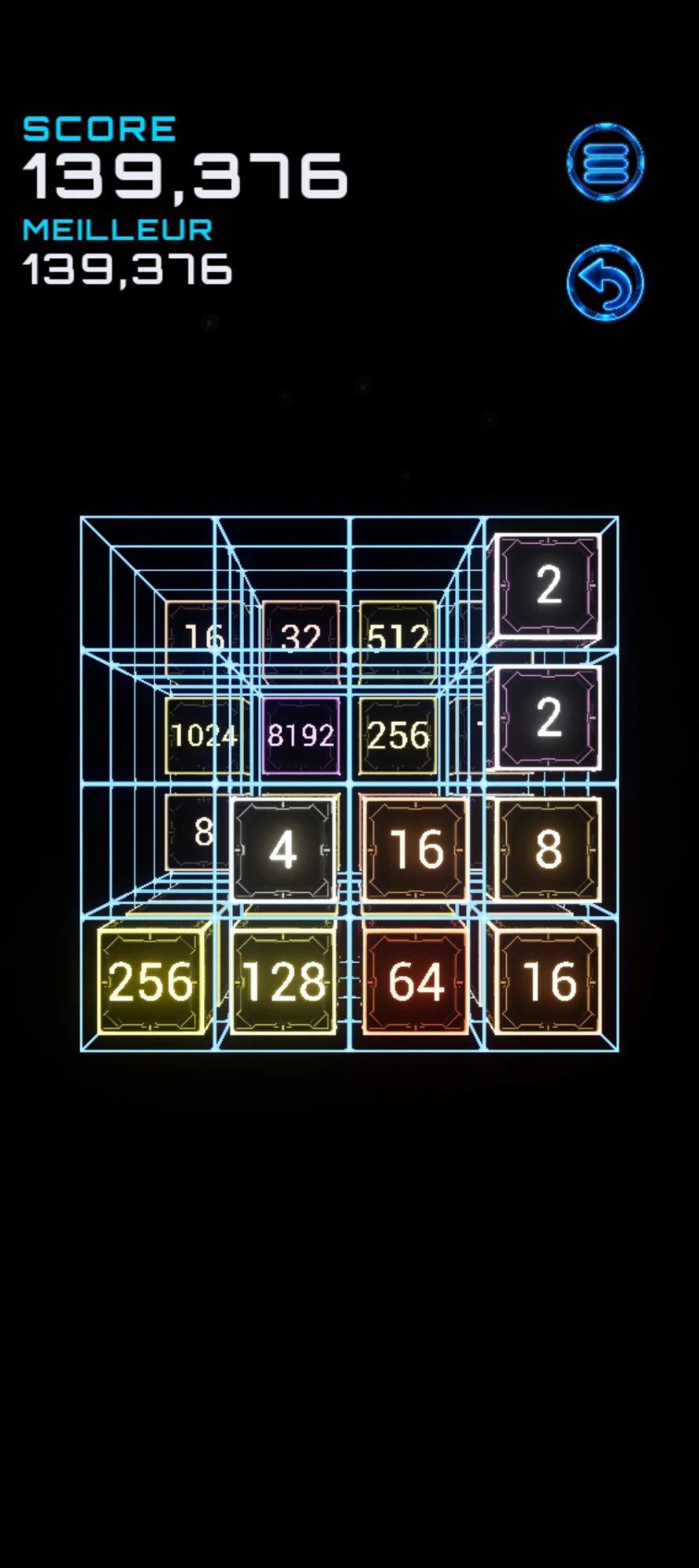 The tiles of the other faces visible in depth behind the active face