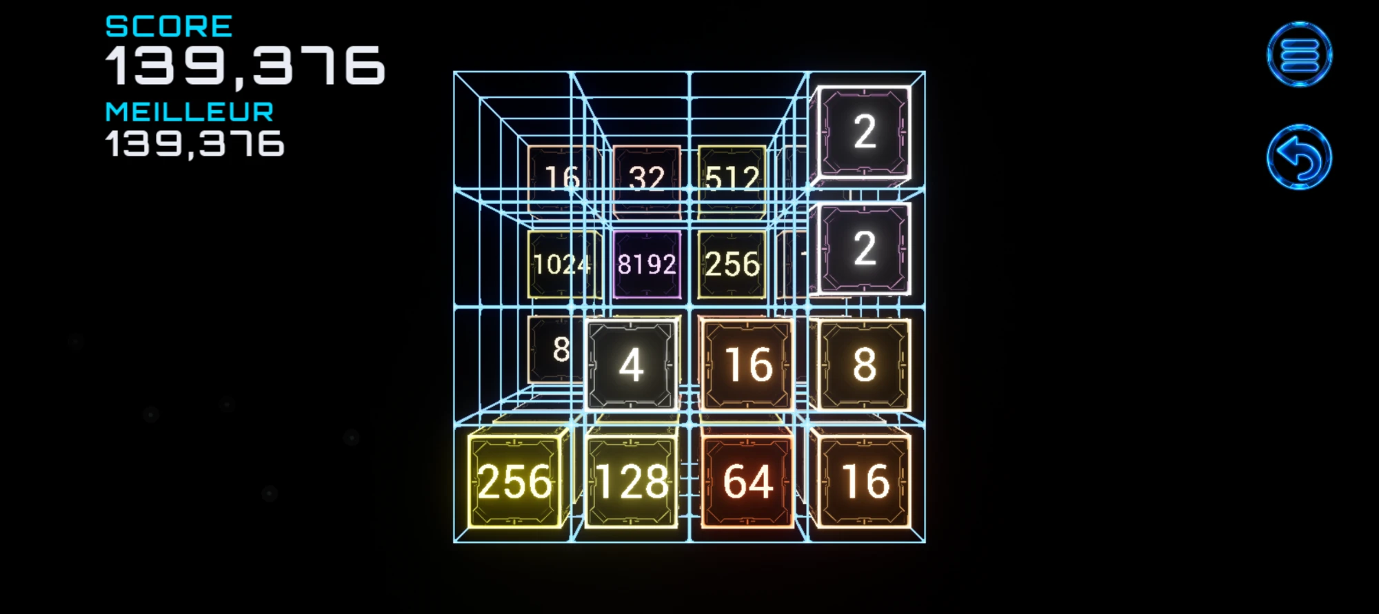 The cube in landscape, the tiles of the other faces visible in depth